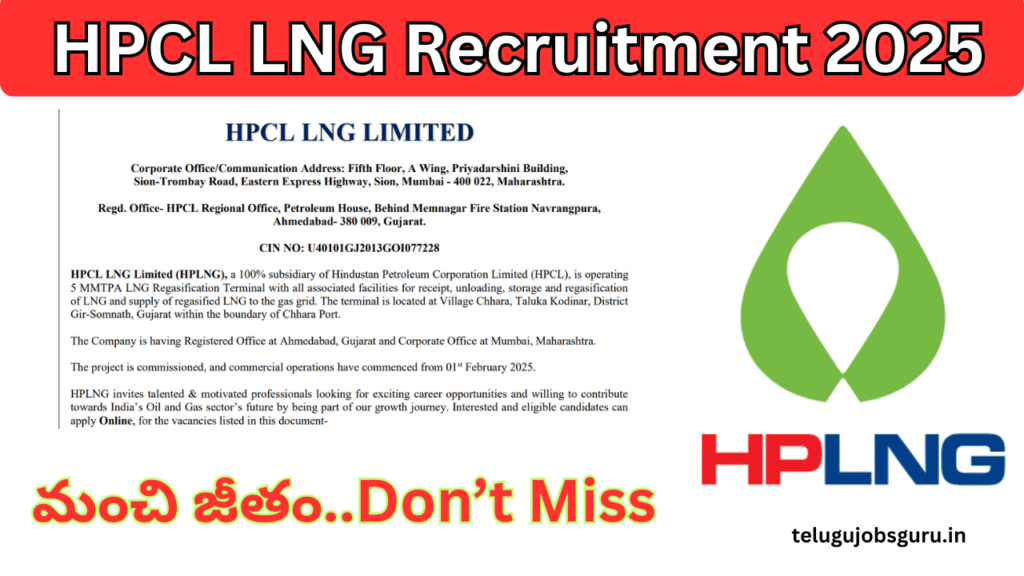 HPCL LNG Recruitment 2025 featured image showing job openings for AVP and Senior Officer Fire & Safety at Chhara Gujarat LNG Terminal.