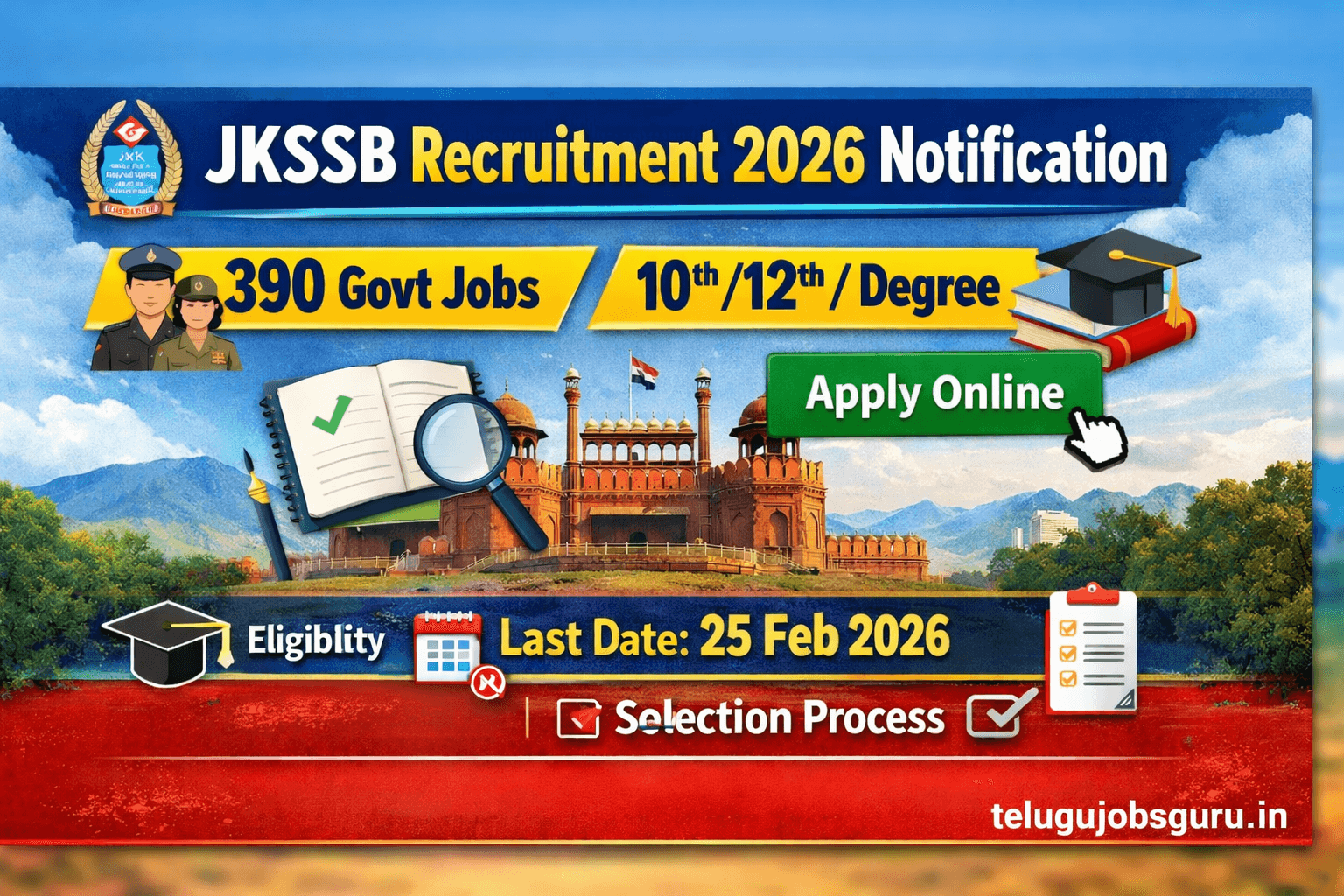 JKSSB Recruitment 2026 notification for 390 government jobs apply online