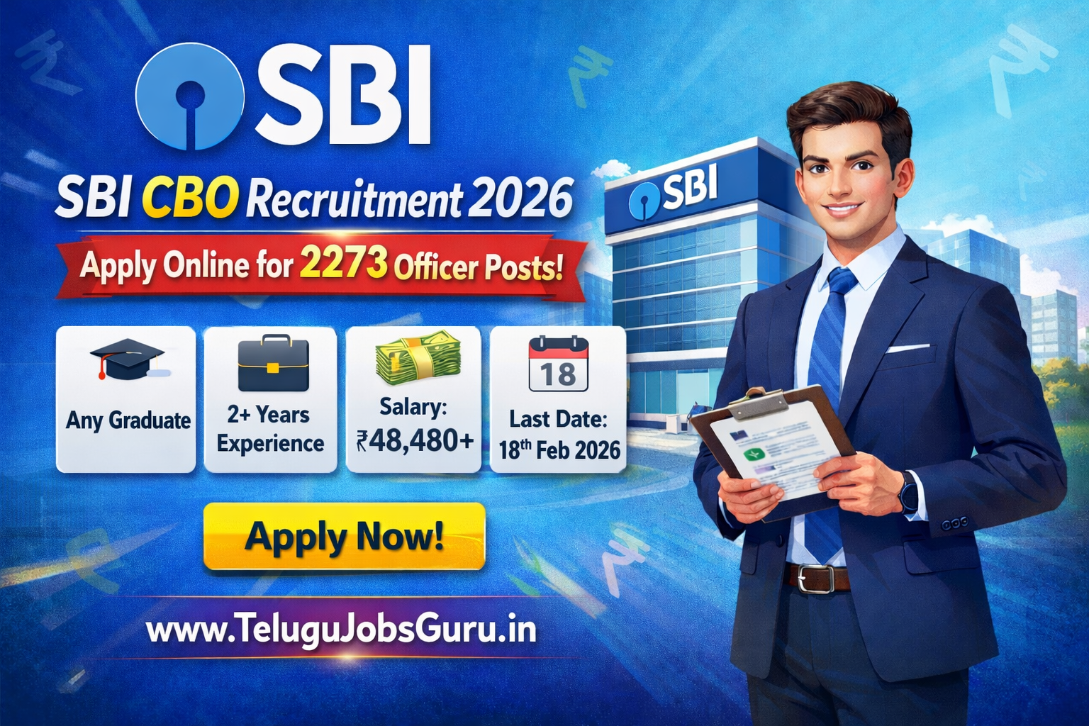 SBI CBO Recruitment 2026 notification for 2273 Circle Based Officer posts apply online