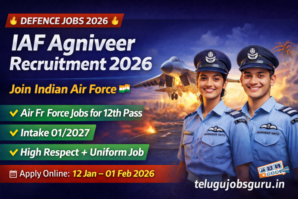 IAF Agniveer Recruitment 2026 – Indian Air Force Jobs for 12th Pass | Intake 01/2027