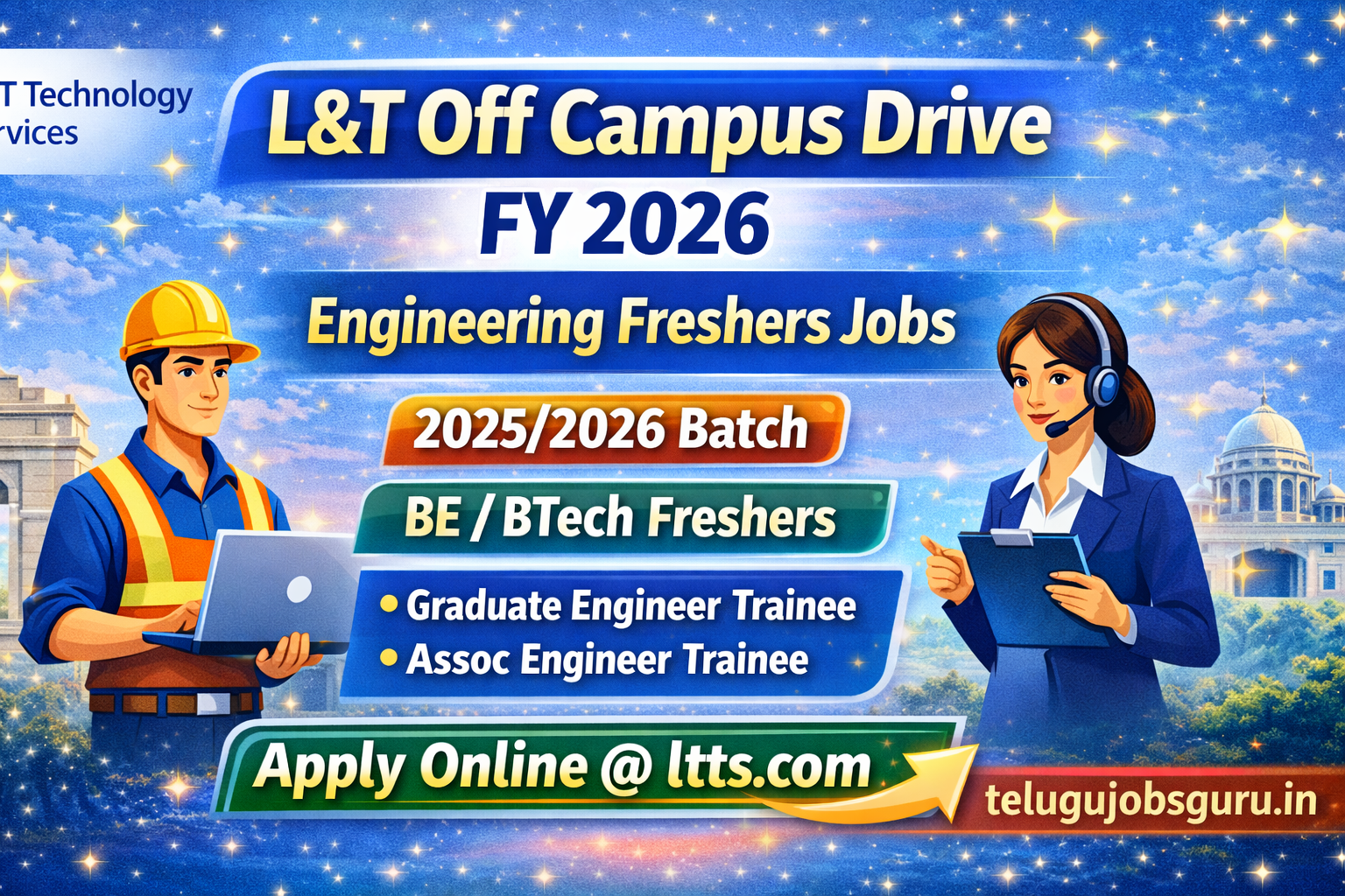 L&T Technology Services FY 2026 Off Campus Drive featured image for engineering freshers showing latest off campus jobs 2026 apply online