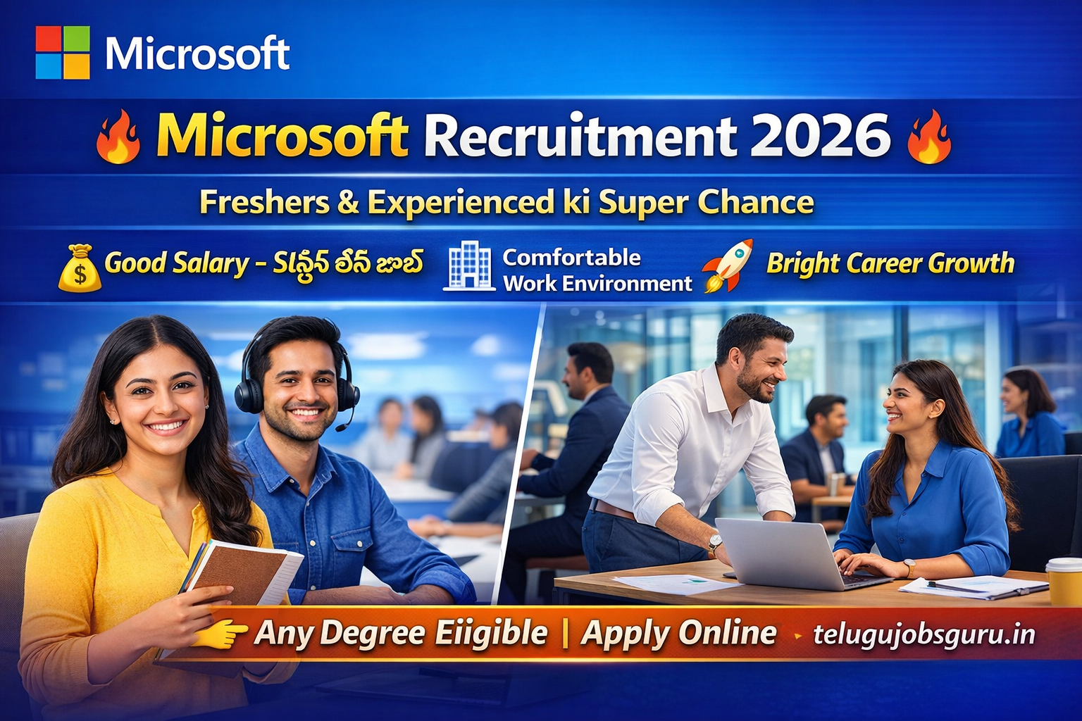 Microsoft Recruitment 2026 for Freshers and Experienced Candidates with Good Salary and Comfortable Work Environment