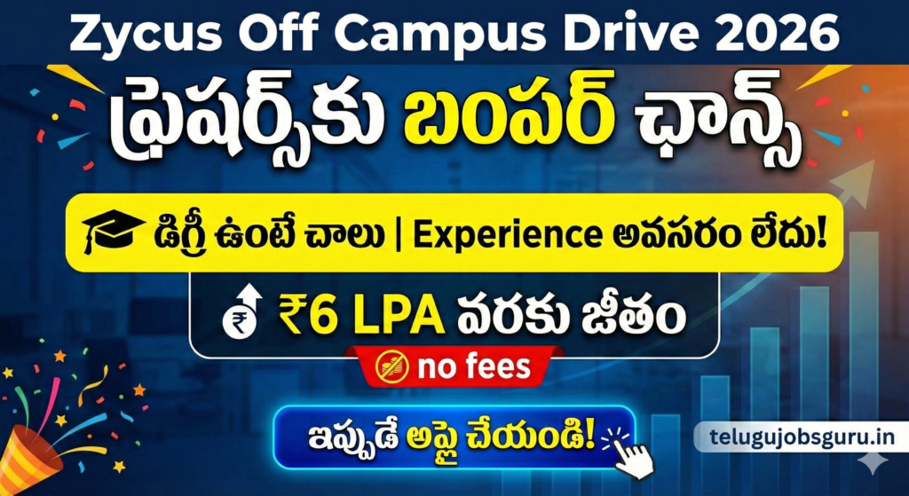 Zycus Off Campus Drive 2026 for Freshers - Salary 6 LPA - Any Degree Jobs - TeluguJobsGuru