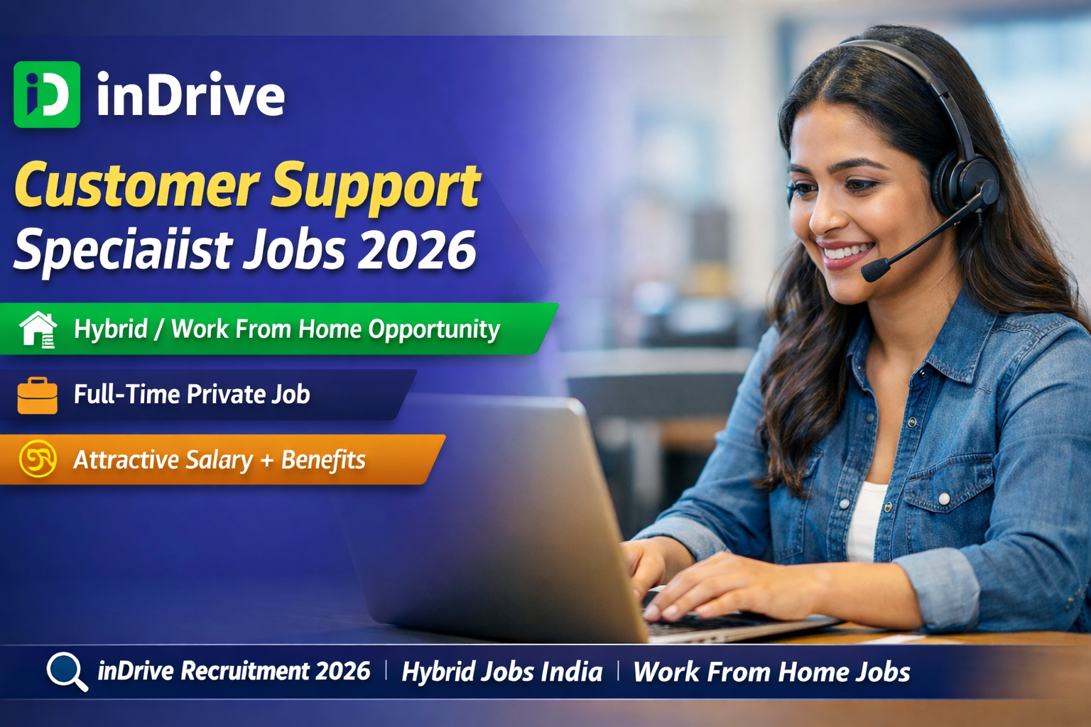 inDrive Recruitment 2026 Customer Support Specialist Hybrid Work From Home Jobs Banner Image