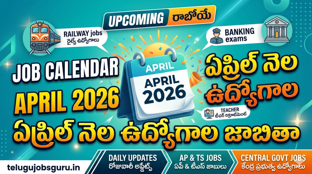Upcoming Government Jobs Calendar April 2026 list in Telugu for AP TS job seekers