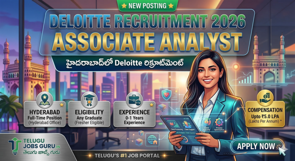 Deloitte Recruitment 2026 for Associate Analyst in Hyderabad for Any Graduate Freshers