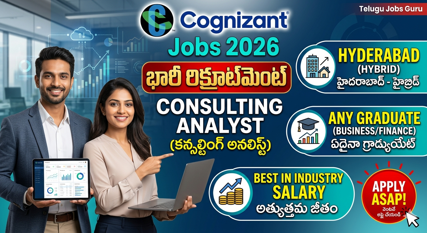 Cognizant Consulting Analyst Recruitment 2026 Hyderabad Hybrid job notification for Business and Finance graduates.