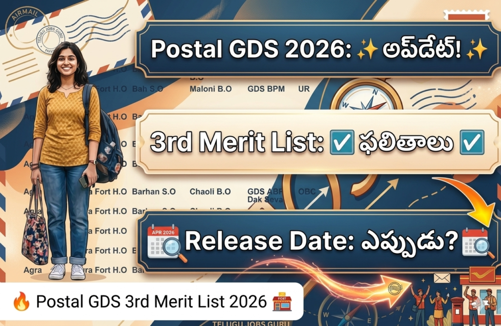India Post GDS 3rd Merit List 2026 Expected Release Date and PDF Download Steps in Telugu.