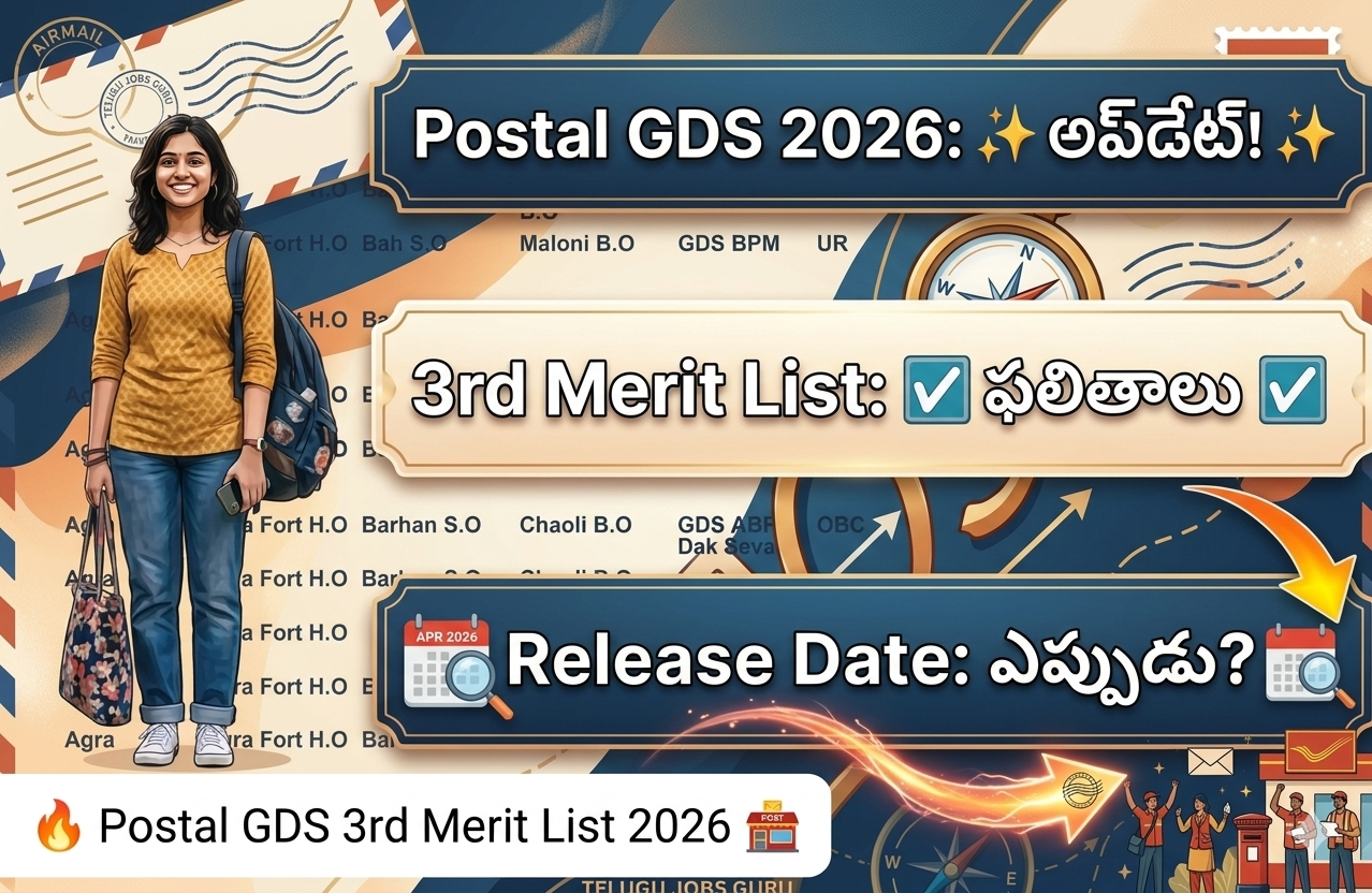 India Post GDS 3rd Merit List 2026 Expected Release Date and PDF Download Steps in Telugu.