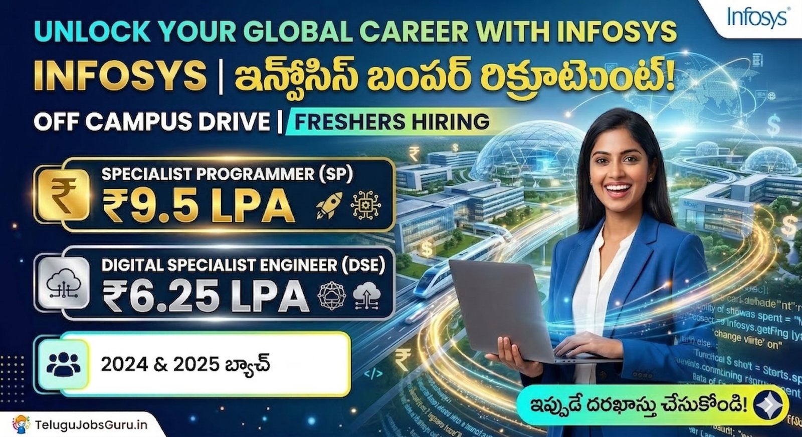 Infosys hiring Specialist Programmer and Digital Specialist Engineer 2024 and 2025 batch freshers apply online