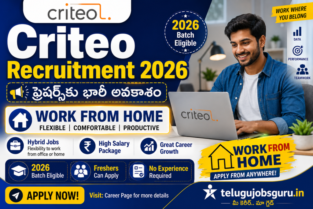 Criteo Recruitment 2026 featured image highlighting work from home jobs for freshers with high salary package and hybrid opportunities.