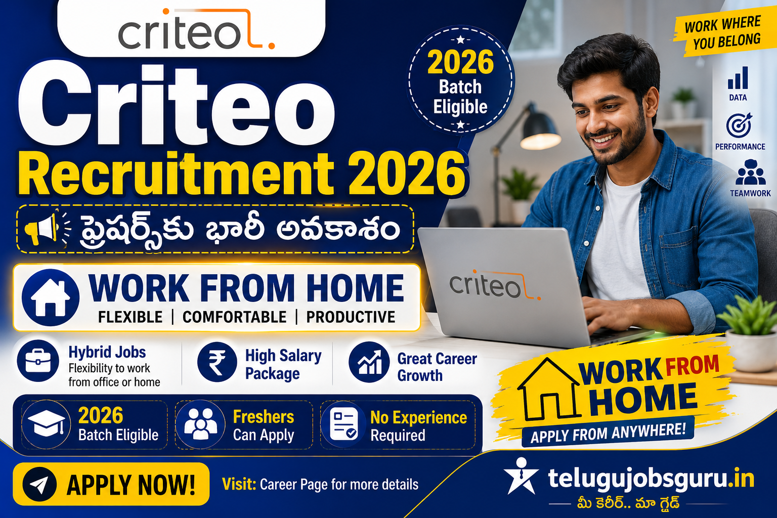Criteo Recruitment 2026 featured image highlighting work from home jobs for freshers with high salary package and hybrid opportunities.