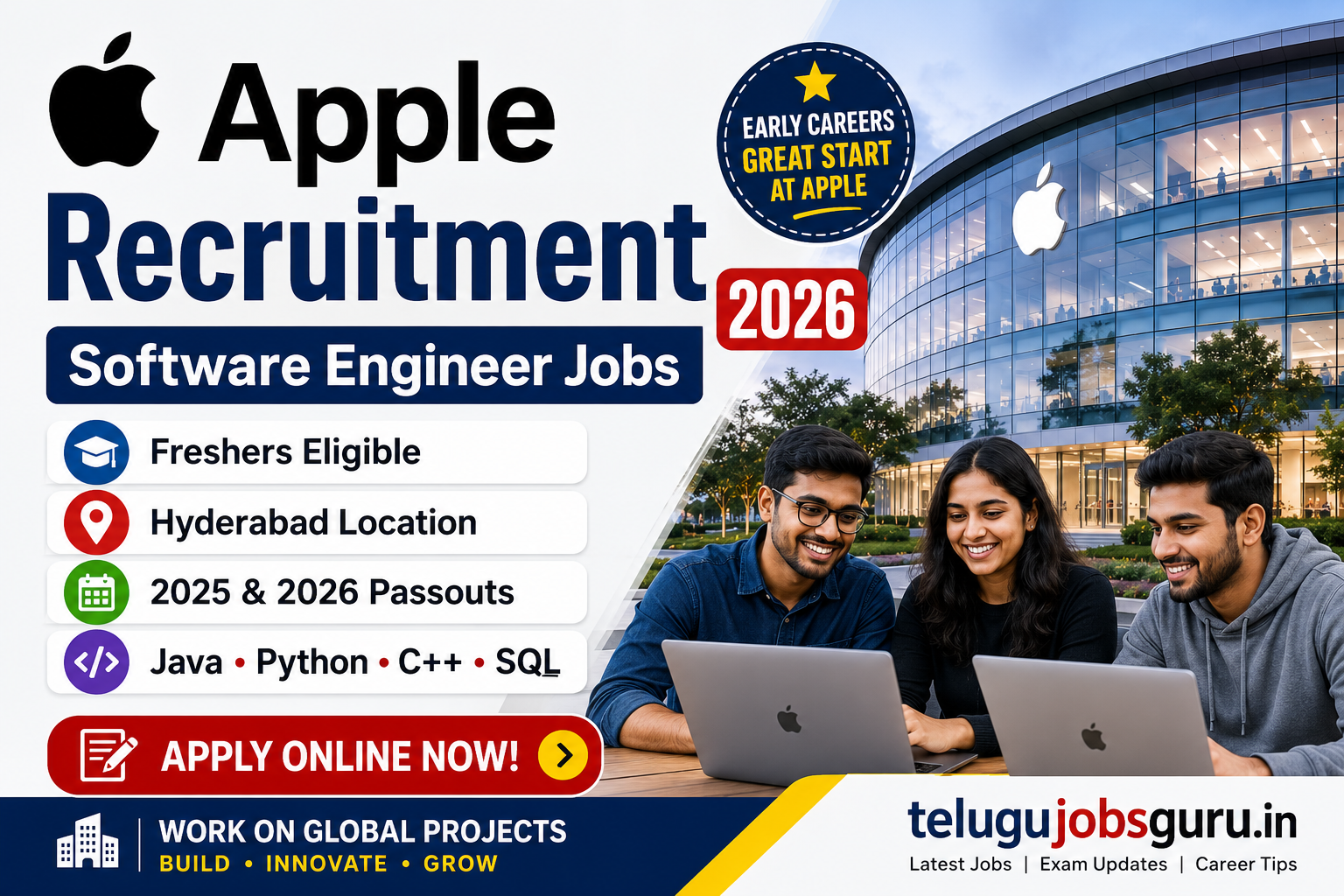 Apple Recruitment 2026 Software Engineer Jobs for Freshers in Hyderabad