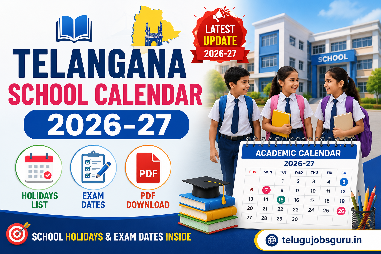 Telangana School Academic Calendar 2026-27 holidays exam dates PDF download