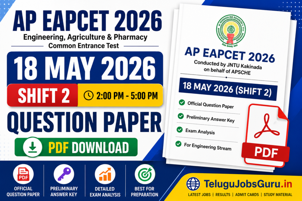 AP EAPCET 18 May 2026 Shift 2 Question Paper PDF download with preliminary answer key for Engineering entrance examination