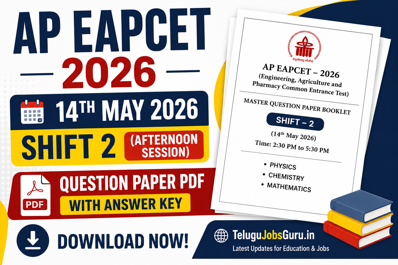 AP EAPCET 2026 14th May Shift 2 Question Paper PDF with Answer Key Download – Official Afternoon Session Paper