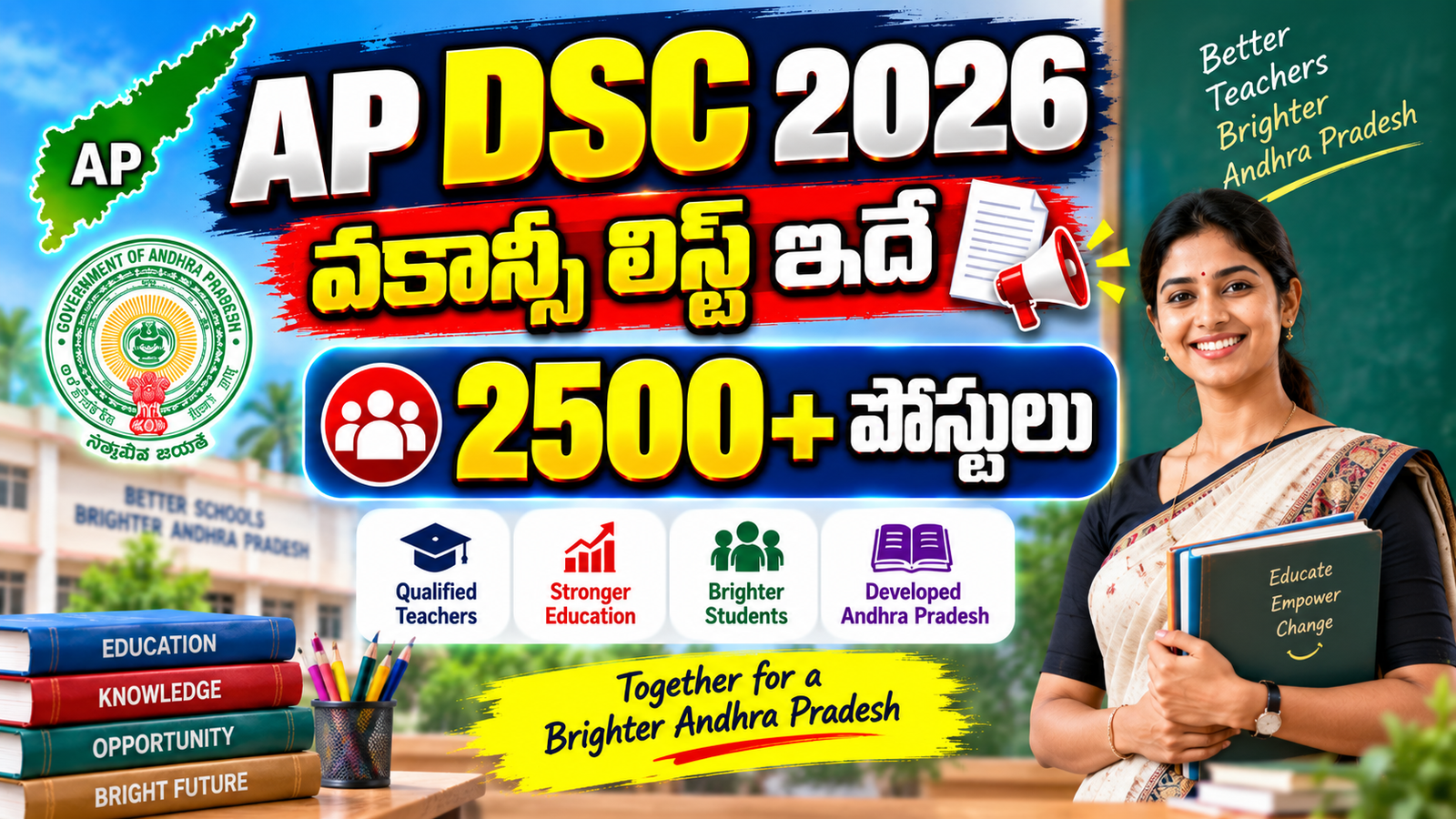 AP DSC 2026 notification with 2500+ teacher vacancies in Andhra Pradesh
