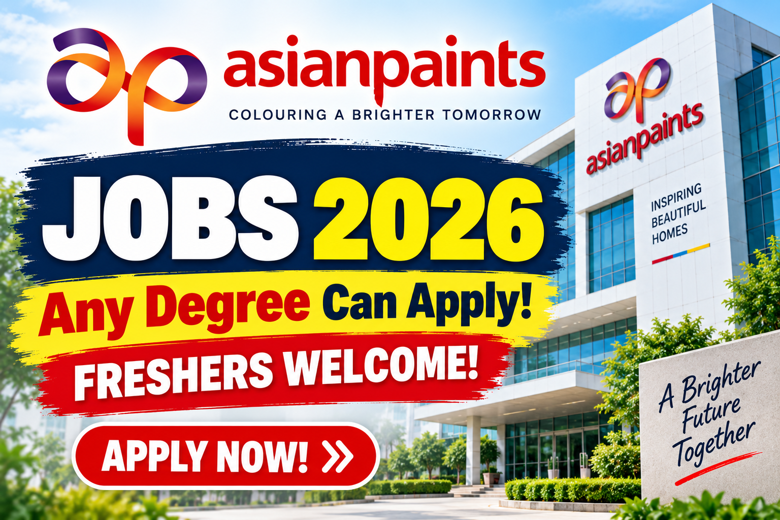 Asian Paints Jobs 2026 – Any Degree Freshers Private Job Opportunities