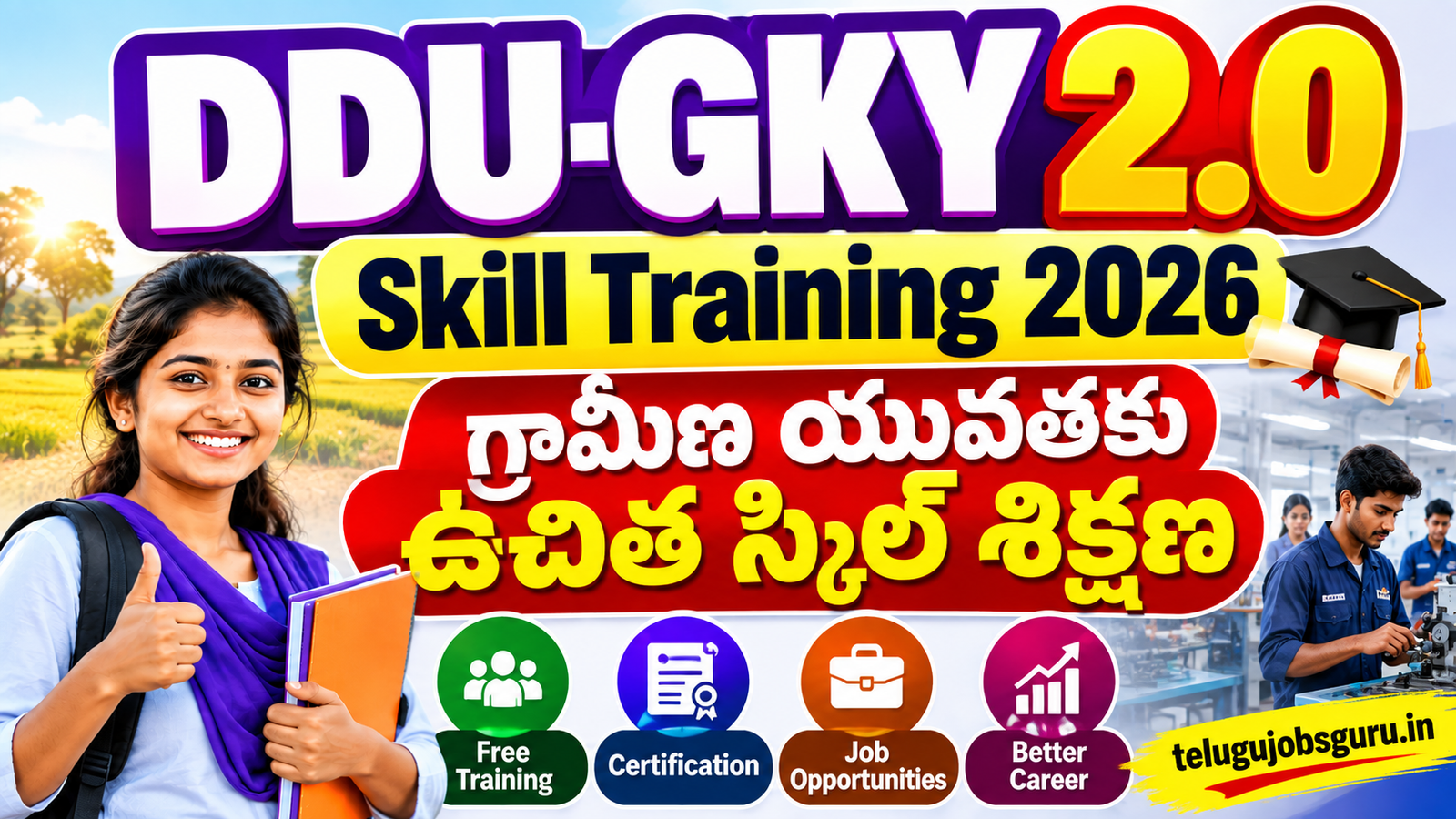 DDU-GKY 2.0 Skill Training 2026 for rural youth with free skill training and job opportunities