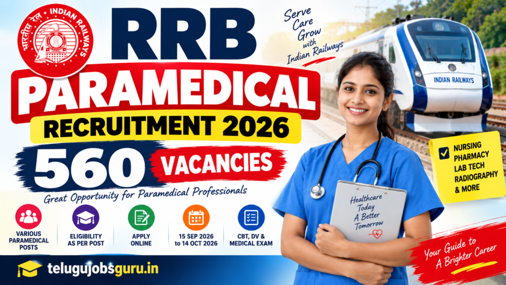 RRB Paramedical Recruitment 2026 – 560 vacancies for nursing, pharmacy and other paramedical posts