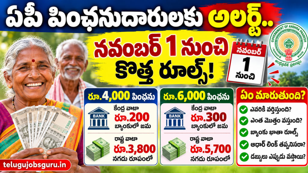 ఏపీ పింఛనుదారులకు అలర్ట్ నవంబర్ 1 నుంచి కొత్త రూల్స్ రూ.4000 రూ.6000 పింఛన్ వివరాలు
