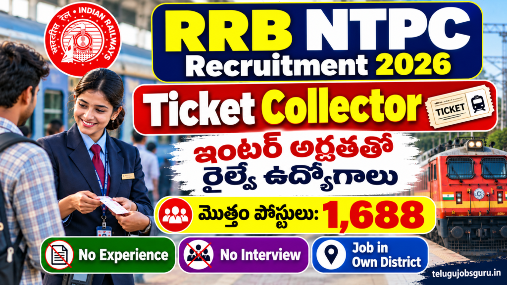 RRB NTPC Recruitment 2026 Ticket Collector Jobs for Intermediate Candidates – 1,688 Railway Vacancies