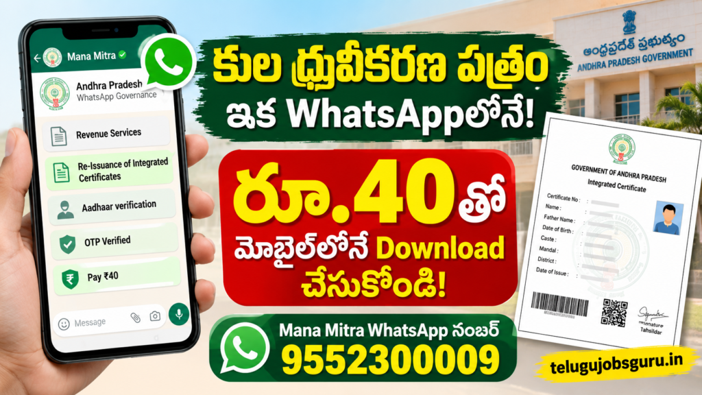 Mana Mitra WhatsApp ద్వారా కుల ధృవీకరణ పత్రం రూ.40తో Download
